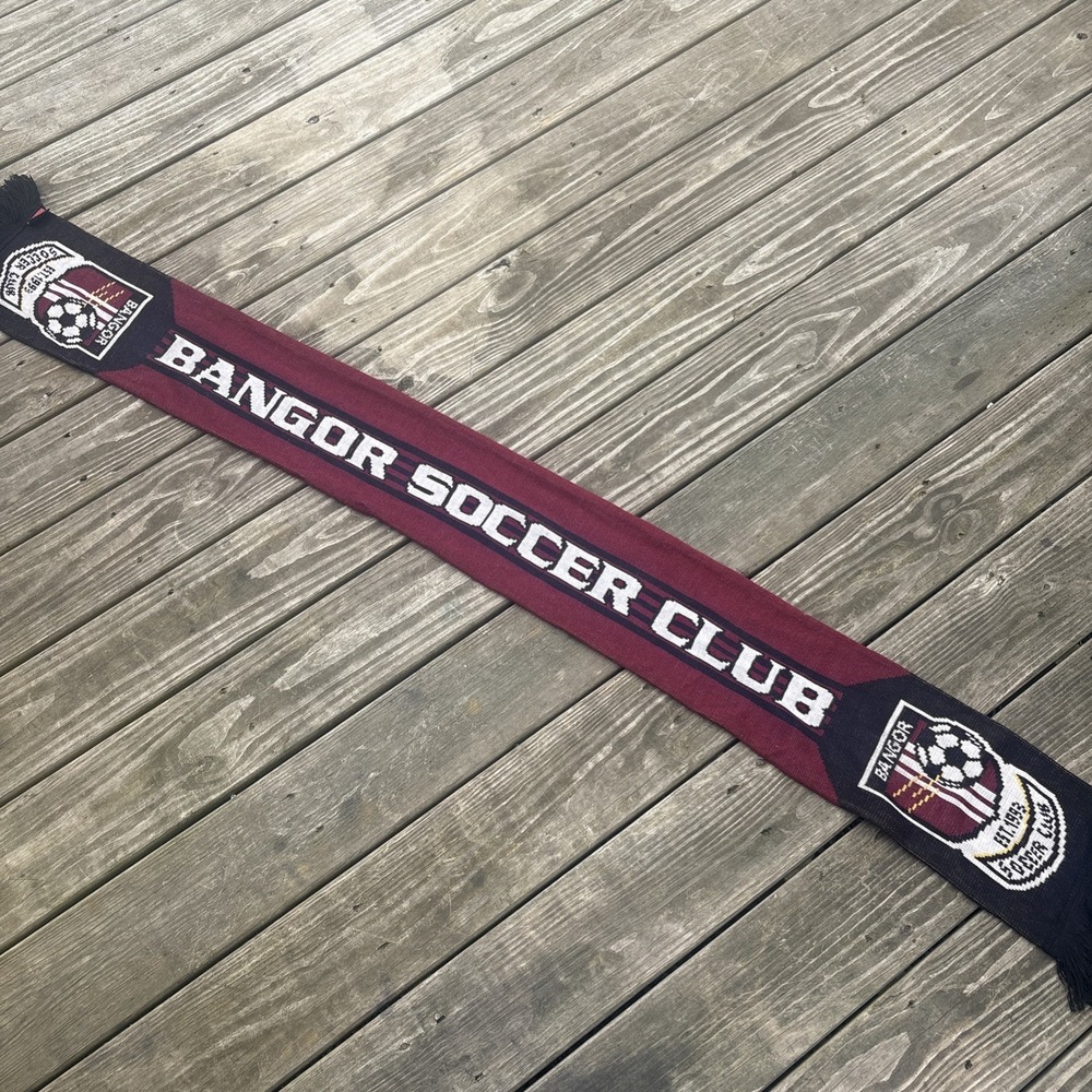 Bangor Maine Club Soccer Scarf Acrylic fringe MADE UK 1993